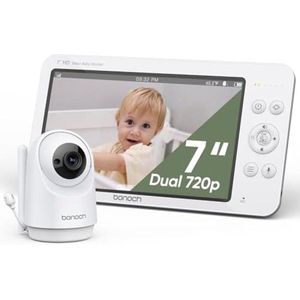 Babyfoon Camera, Videomonitor voor Baby's, Babyfoon Geen Wifi, Video Babyfoon, 6000mAh Batterij, Nachtzicht, VOX, Tweewegs Gesprek, Slaapliedjes, PTZ-camera