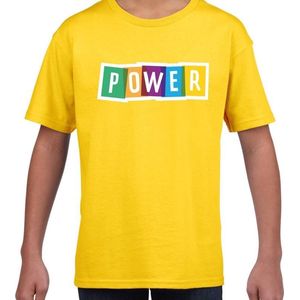 Power fun tekst t-shirt geel kids - Fun tekst / Verjaardag cadeau / kado t-shirt kids 110/116