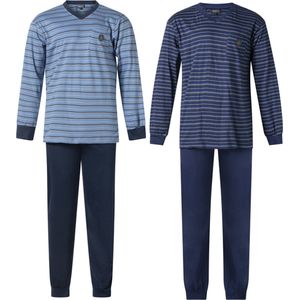 2 Heren pyjama's 411690 van Outfitter in blauw en navy maat XL