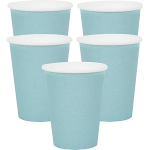 Santex feest/verjaardag bekertjes - 30x - lichtblauw - karton - 270 ml