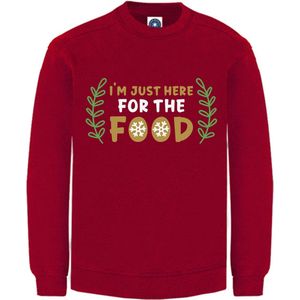 Dames Kerst sweater -  I'M JUST HERE FOR THE FOOD - kersttrui - rood - large -Unisex