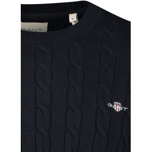 Gant trui navy effen 100% katoen ronde hals normale fit