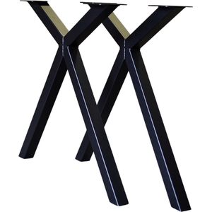 SET (2 X) Stalen X Tafelpoten Special Zwart Koker 5x5 - Metalen Tafel Onderstel XY + 3 jaar garantie