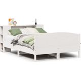 vidaXL - Bed - met - boekenkast - zonder - matras - grenenhout - wit - 120x190 - cm
