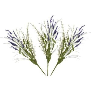 Everlands Kunstbloemen boeket lavendel - 5x stelen - kunststof - paars - 4 x 13 x H75 cm