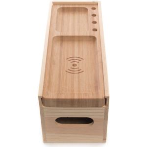 Geschenkverpakking - Houten Wijn Box - Draadloos oplaadstation - Bureau accessoire - Multi functionele doos