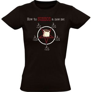 How to summon a new me Dames t-shirts - koffie - cafeïne - magie - koffiebonen - werk - bedrijf - ochtend - humor - grappig