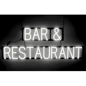 BAR & RESTAURANT - Lichtreclame Neon LED bord verlicht | SpellBrite | 100 x 38 cm | 6 Dimstanden - 8 Lichtanimaties | Reclamebord neon verlichting