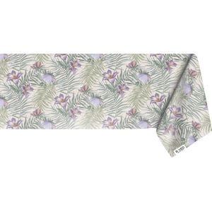 Raved Tafelzeil Paarse Bloesem  140 cm x  300 cm - Groen - Bloemen - PVC - Afwasbaar