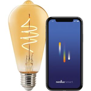 Nordlux ST64-lichtbron-smart-filament-E27-gold-deco spiral-2200K