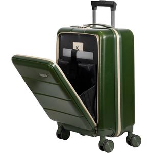 LUCCETI - Handbagage trolley 35 L - Spinner wielen - Handbagage koffer - Lichtgewicht Trolley - Dubbel TSA Slot - Handig voorvak koffer handbagage - 55 cm - PURE OLIVE