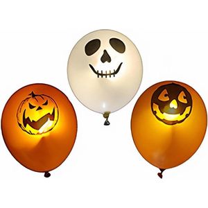 Set van 3x stuks Halloween ballonnen met LED licht - Halloween feestversiering/decoratie