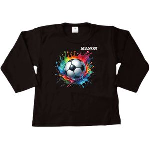 Shirt kind - Naam - Sport - Voetbal splash - Kinder shirt met lange mouwen - Voetbal shirt met naam - Maat 92