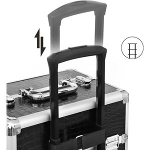 Beauty Case Deluxe - Trolley - Cosmetic Case - Aluminium Make-up Case - Beauty Case - Zwart