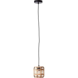 BRILLIANT lamp, Crosstown hanglamp 16cm licht hout/zwart, bamboe/metaal, 1x A60, E27, 40W, normale lampen (niet meegeleverd), A++