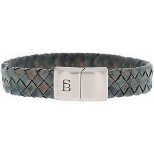 STEEL & BARNETT ® - Leren armband - heren - Preston Leren Armband Mat Groen - Groen - 20.5 CM