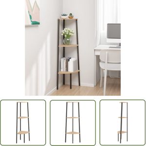 The Living Store Hoekkast Stalen Frame Lichtbruin/Zwart 45.5x31.5x120cm - Opbergruimte - Sterke constructie