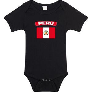 Peru baby rompertje met vlag zwart jongens en meisjes - Kraamcadeau - Babykleding - Peru landen romper 68