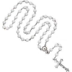 Fako Bijoux® - Rozenkrans Ketting - Sandelhout - Wit