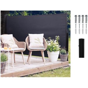 Uittrekbaar windscherm Zwart - Flexibel en Verstelbaar Windscherm voor Tuin, Balkon of Terras - Robuust en Weerbestendig, Eenvoudig te Installeren en Perfect voor Privacy en Bescherming tegen Wind - Ideaal voor Buitengebruik- tuin scherm- tuinscherm