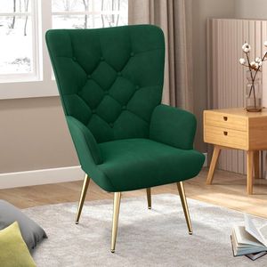 Elegante gestoffeerde stoel Ohnzimmer fauteuil kaptafel stoel met metalen poten fauteuil voor woonkamer/slaapkamer maximale belasting 150 kg groen