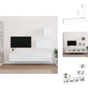 vidaXL Tv-meubelset - Tv-meubelsets - Tv-meubel - Tv Meubelset - 4-delige Tv-meubelset bewerkt hout wit