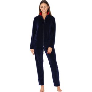 Merry Style – Dames Huispak – Vrijetijdspak – Velours – MS-MG-SUIT5-n – Marineblauw/rood – XXL