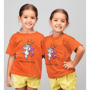 T-shirt kinderen Unicorn | Oranje Shirt | Koningsdag Kleding Kinderen | Oranje | Kind 2 - 3 jaar | maat 98
