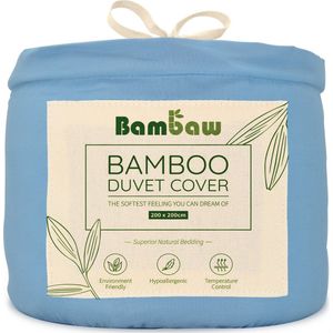 Bambaw Luxe Bamboe Dekbedovertrek 200x200cm – Ultra ademende stof – Hypoallergeen – Beddengoed - Lichtblauw