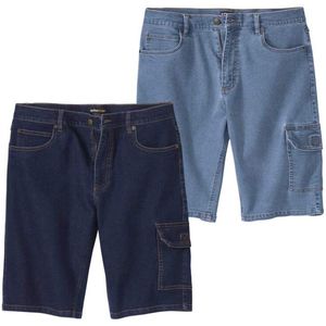 ATLAS FOR MEN - Set van 2 cargobermuda’s van stretchdenim - Heren - Verkrijgbaar in grote maten - W34