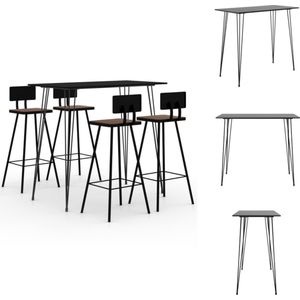 vidaXL Barset Zwart - Bartafel 120x60x105cm - Barkruk 45x36x99cm - Gerecycled Hout en Metaal - Set tafel en stoelen