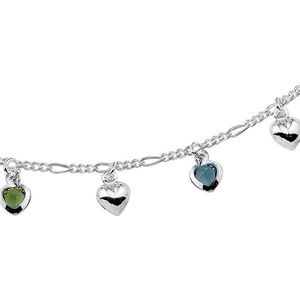 YO&NO - Ketting - Zilver - Figaro - Hart - Zirkonia - 2,2mm - 38cm - Kinderen - Gerhodineerd - Zilver 925