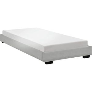 In And OutdoorMatch Houten Bed Lexie - Laag - Imitatieleer - Met bedbodem - 90x200 cm - Wit - Klassiek Design