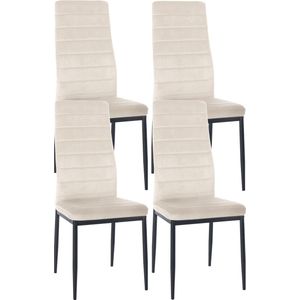 In And OutdoorMatch Eetkamerstoelen Hailie - Crème - Set van 4 - Fluweel - Hoogwaardige bekleding - Luxe eetkamerstoelen - Stijlvolle uitstraling