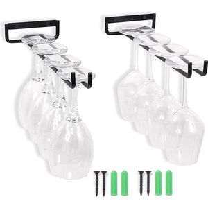 Hangende Wijnglashouder voor Witte Wijnglazen - Set van 2 - Omgekeerde Wijnglasdrager - Wijnglasrek voor Bar Keuken - Wijnkast Opslagverzameling - Zwart .