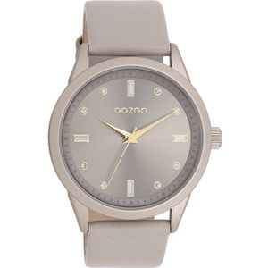 OOZOO Timepieces - Taupe OOZOO horloge met taupe leren band - C11287