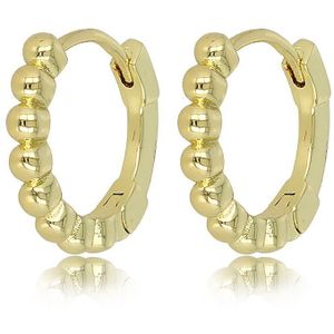 My Bendel Oorring goudkleurig 16mm x 2,5mm - Goudkleurige oorring van 16x2,5 mm met bolletjes afwerking - Met luxe cadeauverpakking