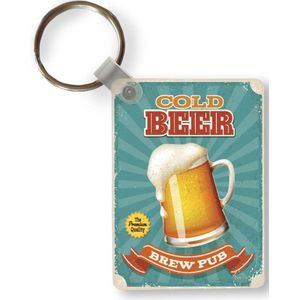 Sleutelhanger - Mancave - Bier - Vintage - Banner - Uitdeelcadeautjes - Plastic - Mannen cadeautjes goedkoop