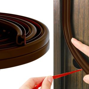 Tochtstrip voor deuren 6M bruine D-vormige rubberen weerstrip deurafdichtingsstrip - zelfklevend - voor deurkozijnisolatie - geluiddicht - 25-55 mm opening