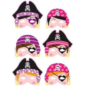 24 Stuks - Mix Meisjes Piraten Maskers van Foam - Traktatie - Uitdeelcadeautjes - Piraat Maskers - Piraten Feest - Meisjes