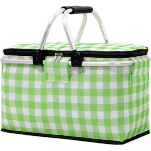 Opvouwbare boodschappenmand met koelfunctie - Groot formaat voor camping en picknick (Groen) picnic basket