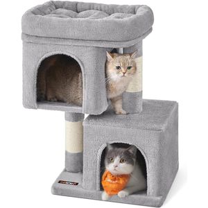 JK24 - Krabpaal Klein 67cm voor Kittens tot 3kg Groot Platform Sisalpalen Lichtgrijs PCT611W01