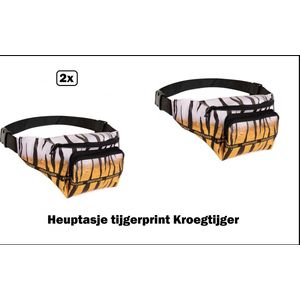 2x Heup tasje Kroegtijger tijgerprint - Festival thema feest cafe party bier apres ski tijger