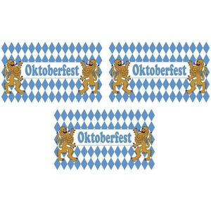 Oktoberfest 3x Oktoberfest vlaggen 90 x 150 cm - Bierfeest/beieren versiering - Wand/muur/deur decoratie