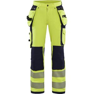 Blaklader Dames High Vis 4-weg stretch werkbroek 7197-1642 - High Vis Geel/Marineblauw - D22