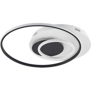 Lindby - LED plafondlamp- met dimmer - 1licht - aluminium, kunststof - H: 6.6 cm - mat zwart, mat wit - Inclusief lichtbron