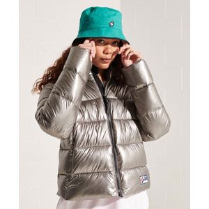 Superdry Cropped Puffer Jas Zilver L Vrouw