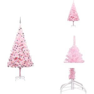 vidaXL Kunstkerstboom - Roze - 210 cm - Met LED-verlichting en kerstdecoraties - Decoratieve kerstboom