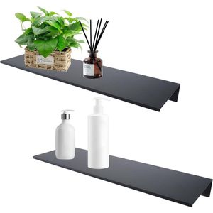 Zwevende planken zwart - 2 stuks wandplanken metaal 40 cm - wandplank keukenrek muur badkamer keukenrek - metalen rek woonkamer slaapkamer Wandplanken & -rekken