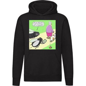 Vlieg maakt foto van eten Hoodie - social media - poep - vliegen - eten - grappig - trui - sweater - capuchon